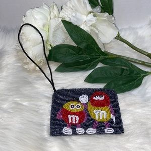 M&Ms beaded Coin/Change purse NWOT